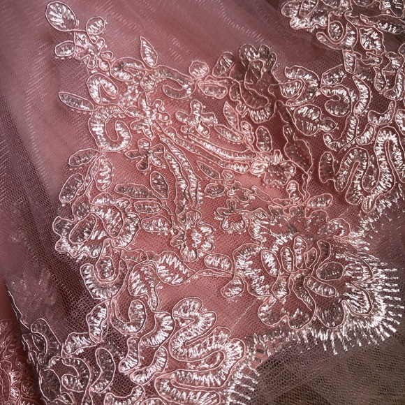 Stunning tulle lace overlay peachy pink dress 4t party photo dress boutique - Picture 5 of 9